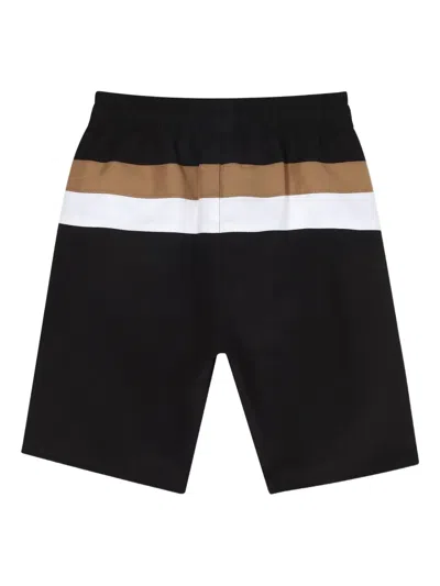 Bosswear Striped Swim Shorts In Black
