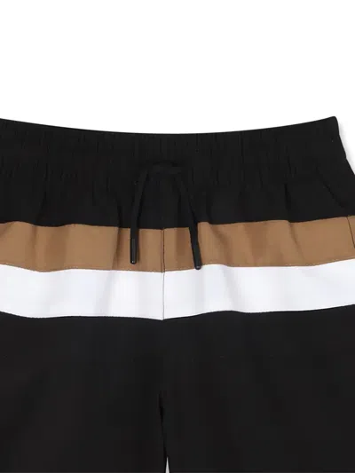 Bosswear Striped Swim Shorts In Black