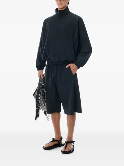 Alexander Wang Perforated-logo Shorts In Blue