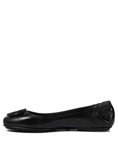 Tory Burch Logo-plaque Leather Ballerina Pumps In Black