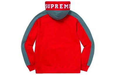 Supreme Fw18 Paneled Hooded Sweatshirt Red Unisex