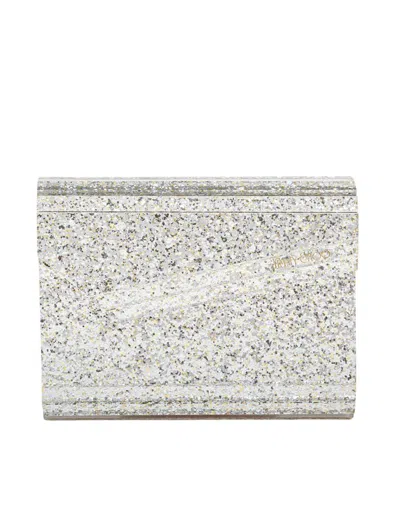 Jimmy Choo Candy Clutch Bag In Acrylic Fabric With Raw Glitter