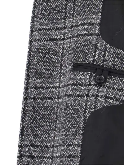 Balenciaga Check Oversize Wool Belted Coat In Gray