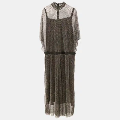Pre-owned Dolce & Gabbana Black Rhinestone Embellished Oversized Maxi Dress Xl