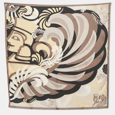 Pre-owned Frey Wille Grey Print Silk Square Scarf