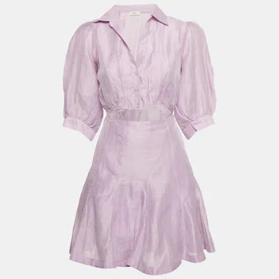 Pre-owned Sandro Light Purple Linen Cut-out Mini Dress Xs