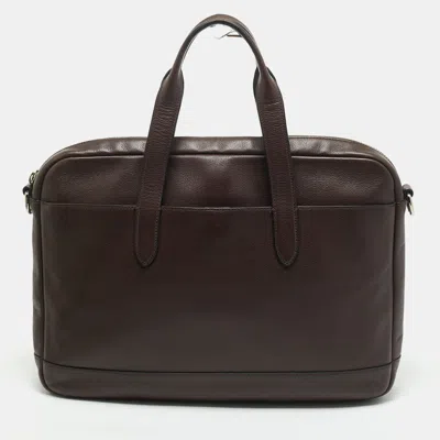 Pre-owned Coach Choco Brown Leather Hamilton Laptop Bag