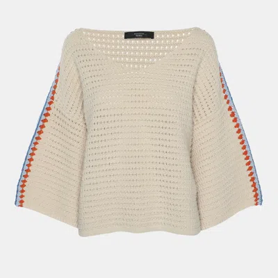 Pre-owned Weekend Max Mara Off White Cotton Knit Top M