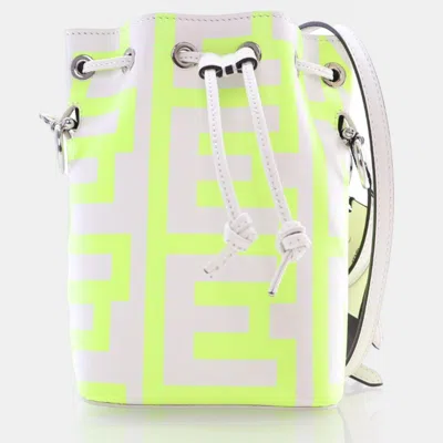 Pre-owned Fendi X Marc Jacobs Mini Calfskin Mon Tresor Bucket Bag In White