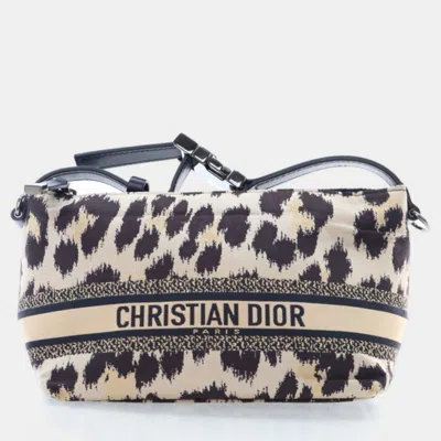 Pre-owned Dior Travel Leopard Nomad Pouch