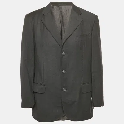 Pre-owned Ermenegildo Zegna Black Wool & Cashmere Button Front Blazer M