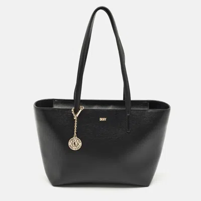 Pre-owned Dkny Black Leather Bryant Zip Tote