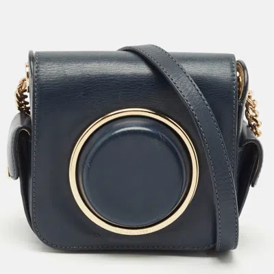Pre-owned Michael Kors Navy Blue Leather Scout Camera Crossbody Bag