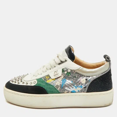 Pre-owned Christian Louboutin Multicolor Leather And Sequin Happyrui Sneakers Size 39
