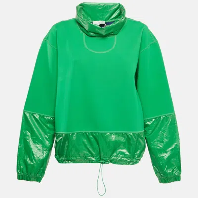 Pre-owned Stella Mccartney X Adidas Green Nylon Knit Turtle Neck Sweatshirt M