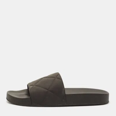 Pre-owned Bottega Veneta Brown Quilted Rubber Pool Slides Size 42