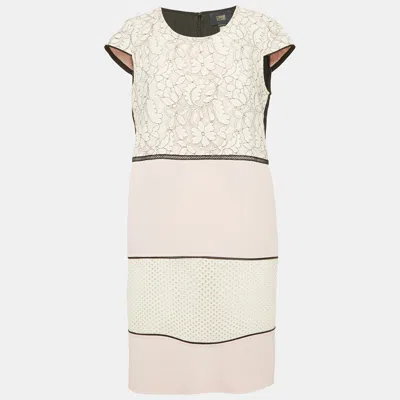 Pre-owned Class By Roberto Cavalli Pink Lace And Cotton Mini Dress M