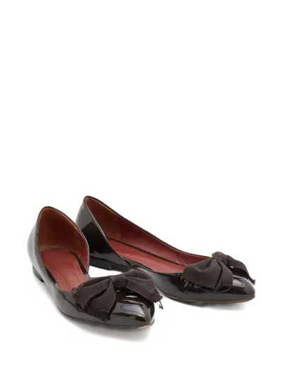 Pre-owned Bottega Veneta Leather Bow-detail Ballet Flats