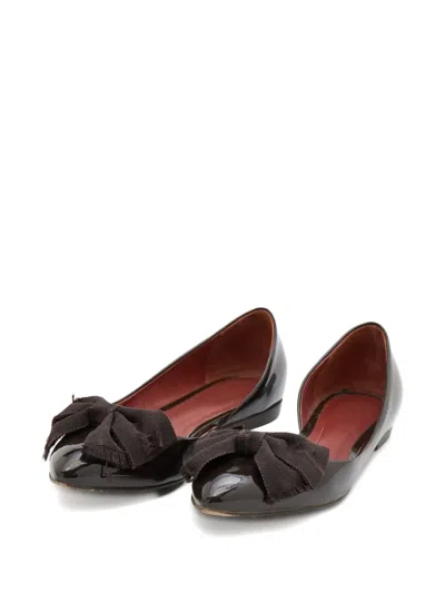 Pre-owned Bottega Veneta Leather Bow-detail Ballet Flats