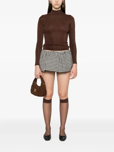 Self-portrait High-neck Top In Brown