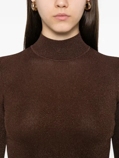 Self-portrait High-neck Top In Brown