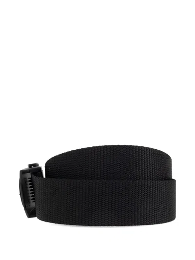 Stone Island Logo-buckle Tape Belt In Black