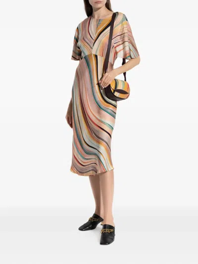 Ps By Paul Smith Swirl Bell-sleeve Dress In Multi