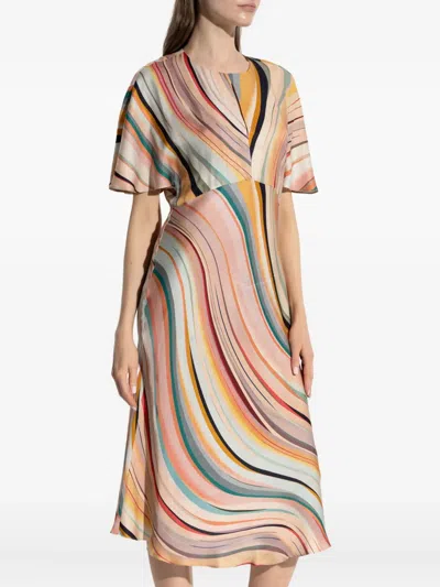 Ps By Paul Smith Swirl Bell-sleeve Dress In Multi