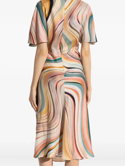 Ps By Paul Smith Swirl Bell-sleeve Dress In Multi