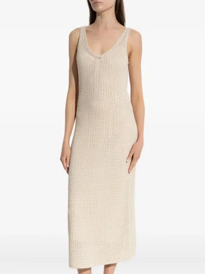Theory Open Stitch Sleeveless Maxi Dress In Neutral