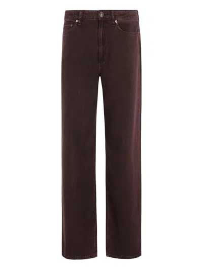 Rag & Bone Featherweight Logan Mid Rise Wide Leg In Burgundy