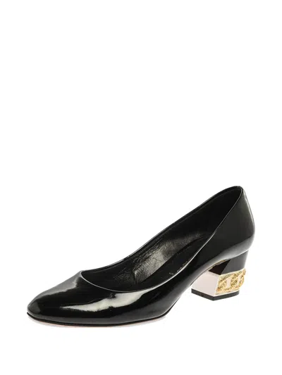 Pre-owned Casadei Vintage 50mm Patent Leather Chain Heel Pumps
