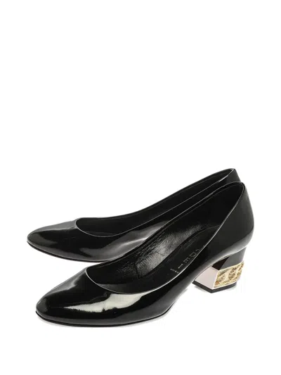 Pre-owned Casadei Vintage 50mm Patent Leather Chain Heel Pumps