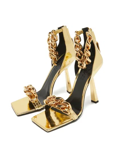 Pre-owned Versace Chain-setail Heeled Sandals