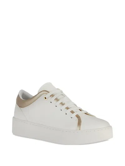Geox Metallic-panel Lace-up Sneakers In White