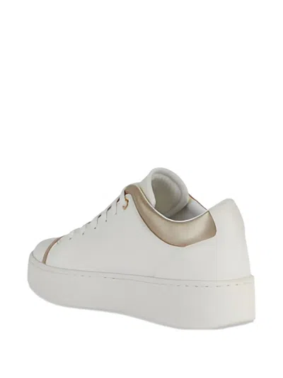 Geox Metallic-panel Lace-up Sneakers In White
