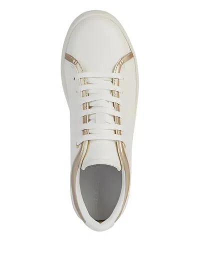 Geox Metallic-panel Lace-up Sneakers In White
