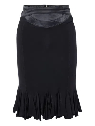 Pre-owned Just Cavalli Vintage Satin Paneled Ruffle Skirt