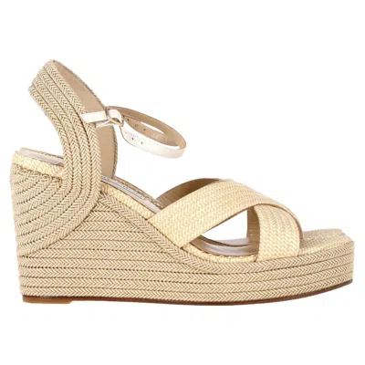 Jimmy Choo Dellena Espadrille Wedge Sandals In Beige Raffia