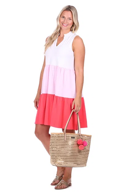 Duffield Lane Harriet Dress In Pink Colorblock In Multi
