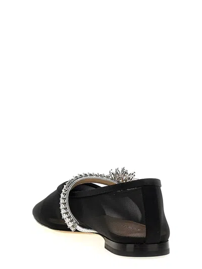 Mach&mach Black Lotus Flower Mesh Ballerina Flats In Black