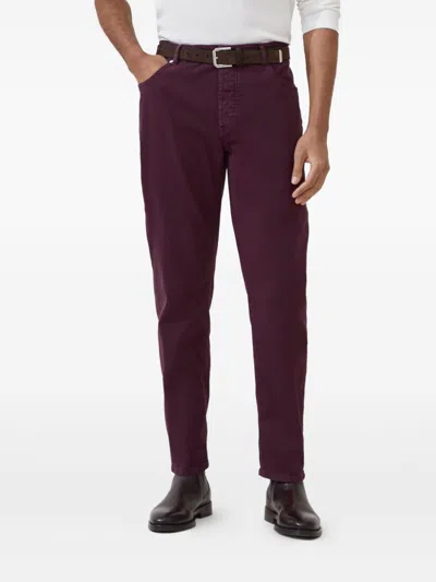 Brunello Cucinelli Cotton Trousers In Burgundy