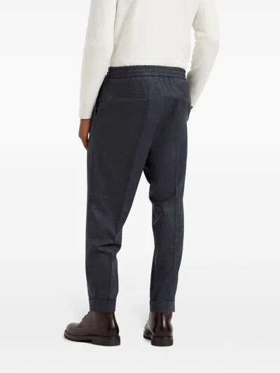 Brunello Cucinelli Grey Pinstriped Virgin Wool Trousers