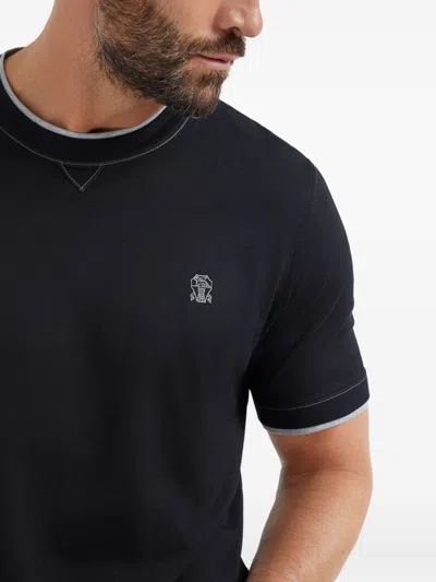 Brunello Cucinelli Slim Fit Crew-neck T-shirt In Lightweight Cotton Jersey In Black