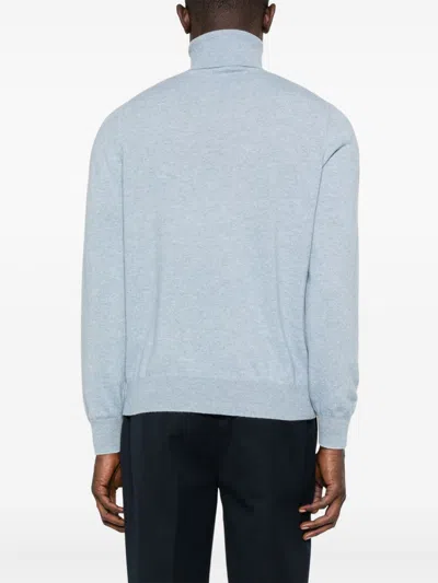 Brunello Cucinelli Cashmere Turtle Neck Jumper In Blue