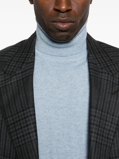 Brunello Cucinelli Cashmere Turtle Neck Jumper In Blue