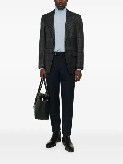 Brunello Cucinelli Cashmere Turtle Neck Jumper In Blue