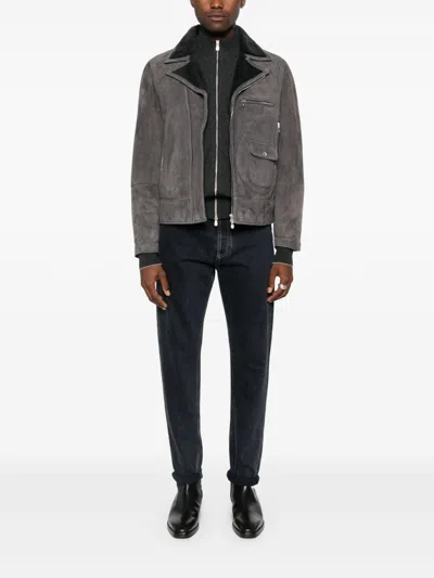 Brunello Cucinelli High Neck Cashmere Cardigan With Ribbed Cuffs In Gray