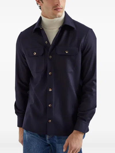 Brunello Cucinelli Wool Shirt In Blue