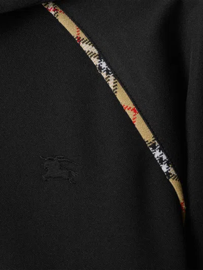 Burberry Checked-trim Zip-up Hoodie In Black